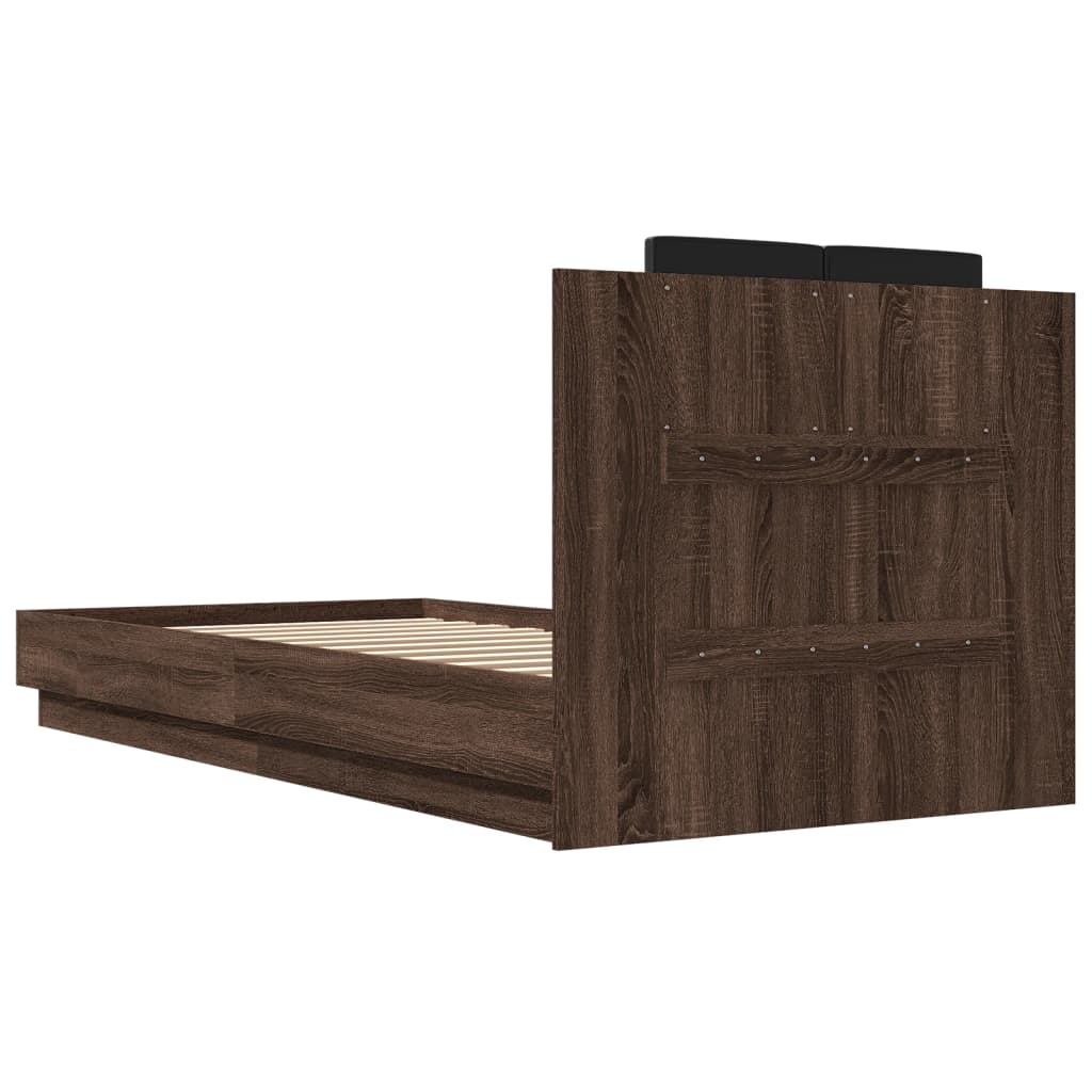 Giroletto con Testiera e LED Rovere Marrone 100x200 cm | homemem39