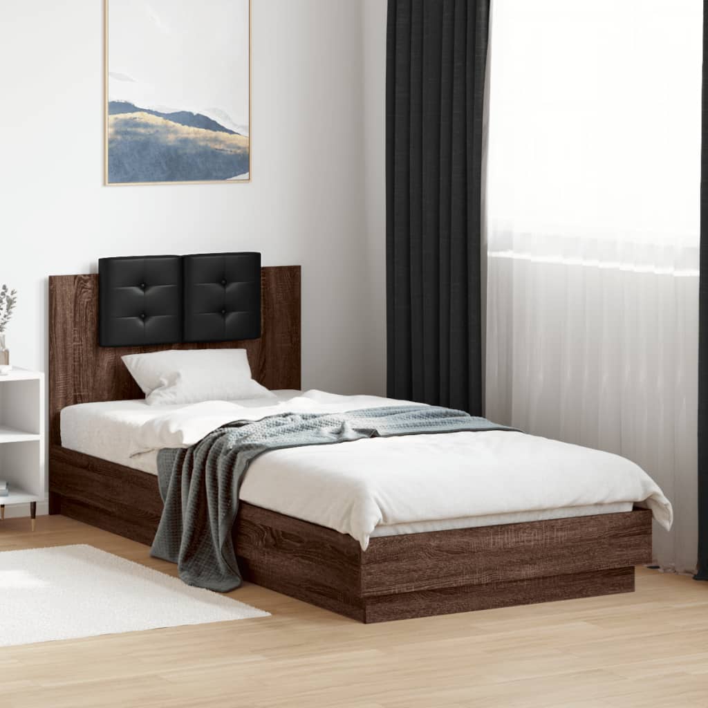 Giroletto con Testiera e LED Rovere Marrone 100x200 cm | homemem39