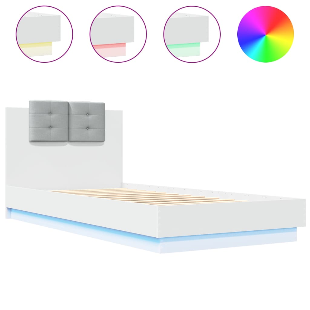 Giroletto con Testiera e LED Bianco 90x200 cm | homemem39