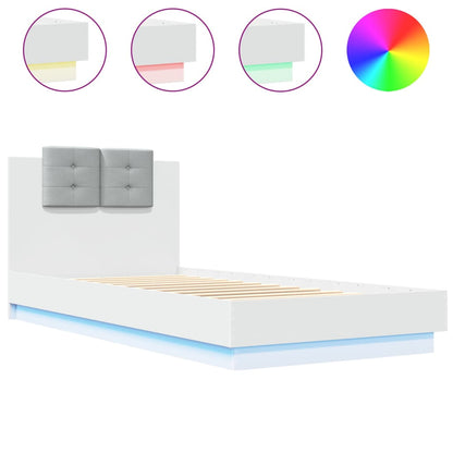 Giroletto con Testiera e LED Bianco 90x200 cm | homemem39