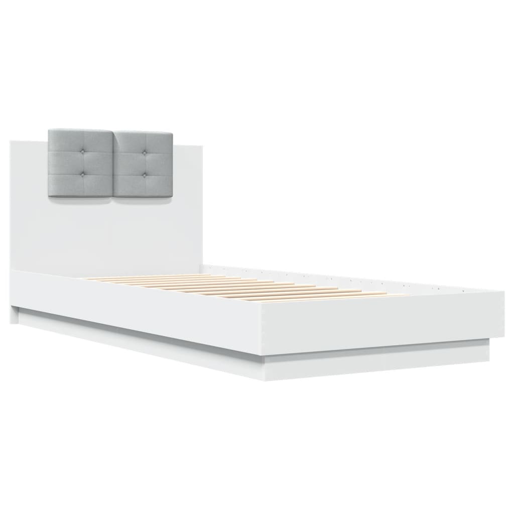 Giroletto con Testiera e LED Bianco 90x200 cm | homemem39