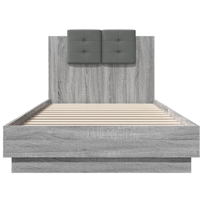Giroletto con Testiera e LED Grigio Sonoma 90x200 cm | homemem39