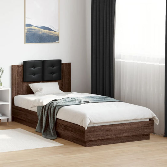 Giroletto con Testiera e LED Rovere Marrone 90x200 cm - homemem39