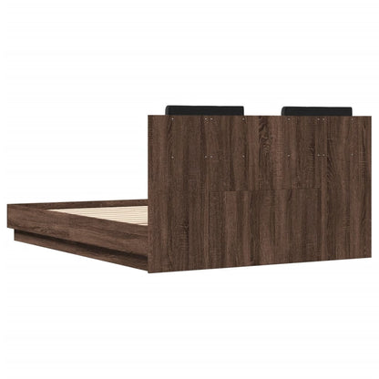 Giroletto con Testiera e LED Rovere Marrone 135x190 cm | homemem39