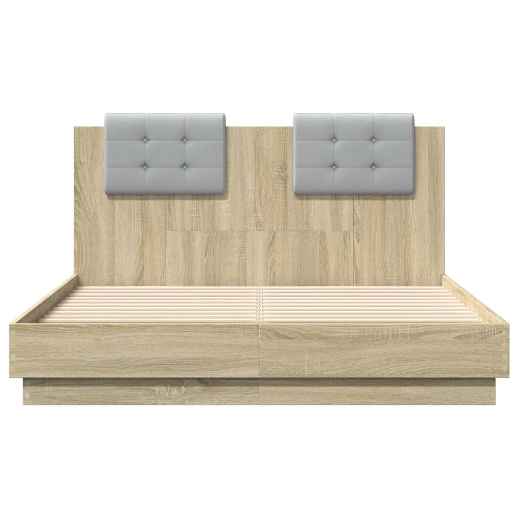 Giroletto con Testiera e LED Rovere Sonoma 120x190 cm | homemem39