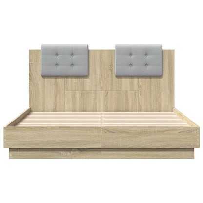 Giroletto con Testiera e LED Rovere Sonoma 120x190 cm | homemem39