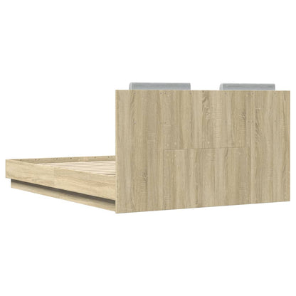 Giroletto con Testiera e LED Rovere Sonoma 120x190 cm | homemem39