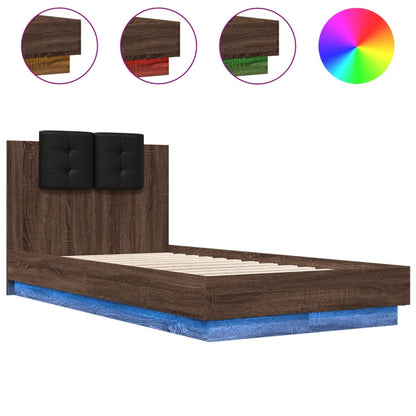 Giroletto con Testiera e LED Rovere Marrone 90x190 cm | homemem39