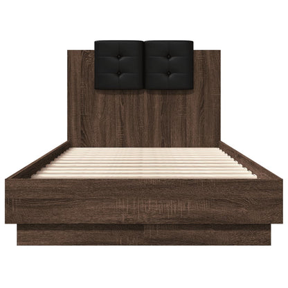 Giroletto con Testiera e LED Rovere Marrone 90x190 cm | homemem39