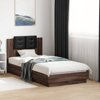 Giroletto con Testiera e LED Rovere Marrone 90x190 cm | homemem39