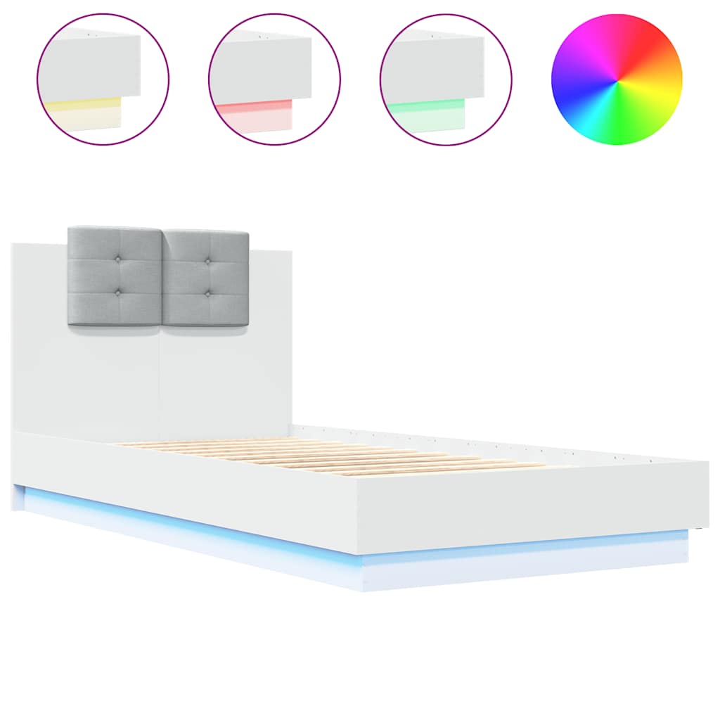 Giroletto con Testiera e LED Bianco 75x190 cm | homemem39