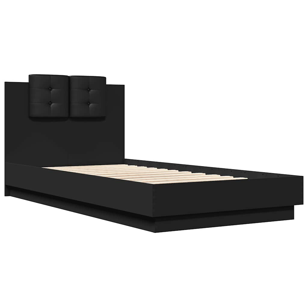 Giroletto con Testiera e LED Nero 75x190 cm | homemem39