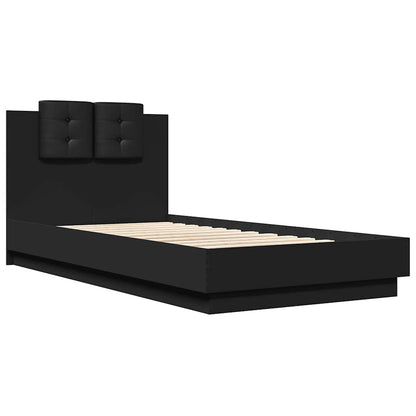 Giroletto con Testiera e LED Nero 75x190 cm | homemem39