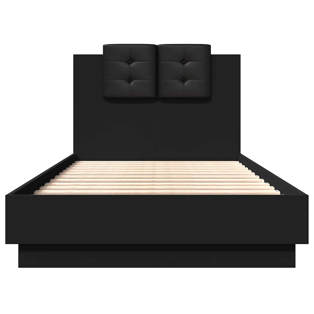Giroletto con Testiera e LED Nero 75x190 cm | homemem39