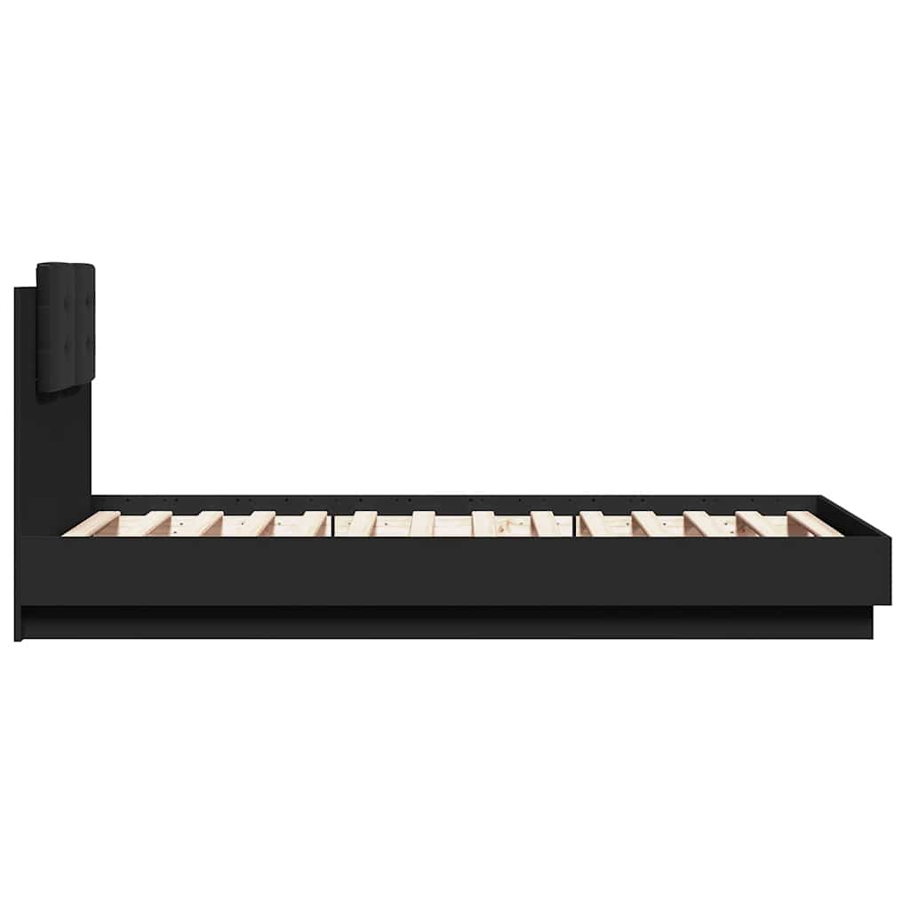 Giroletto con Testiera e LED Nero 75x190 cm | homemem39