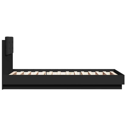 Giroletto con Testiera e LED Nero 75x190 cm | homemem39