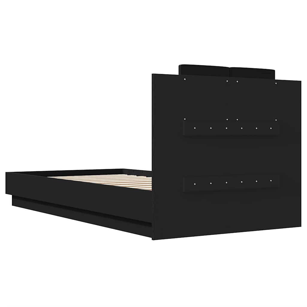 Giroletto con Testiera e LED Nero 75x190 cm | homemem39