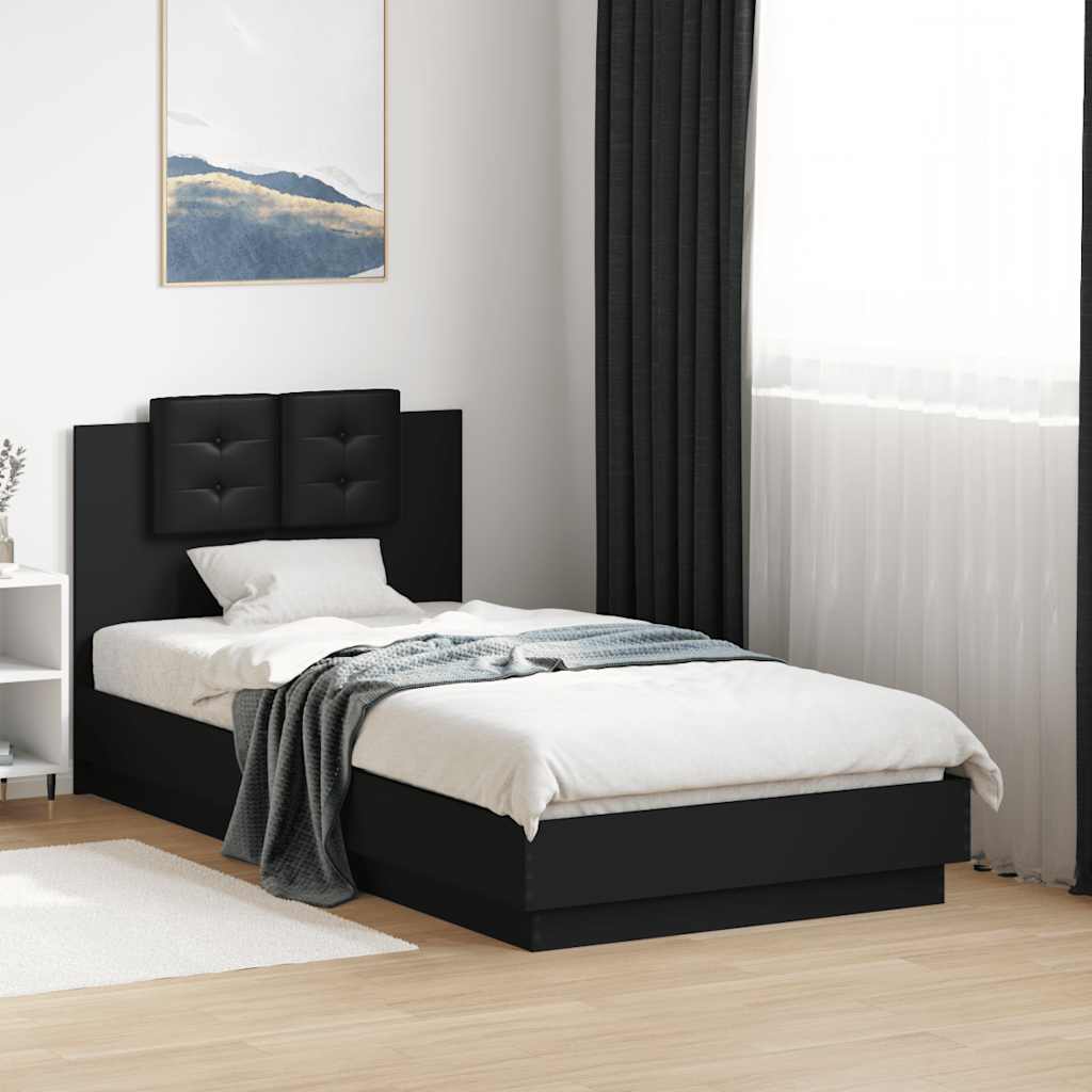 Giroletto con Testiera e LED Nero 75x190 cm | homemem39