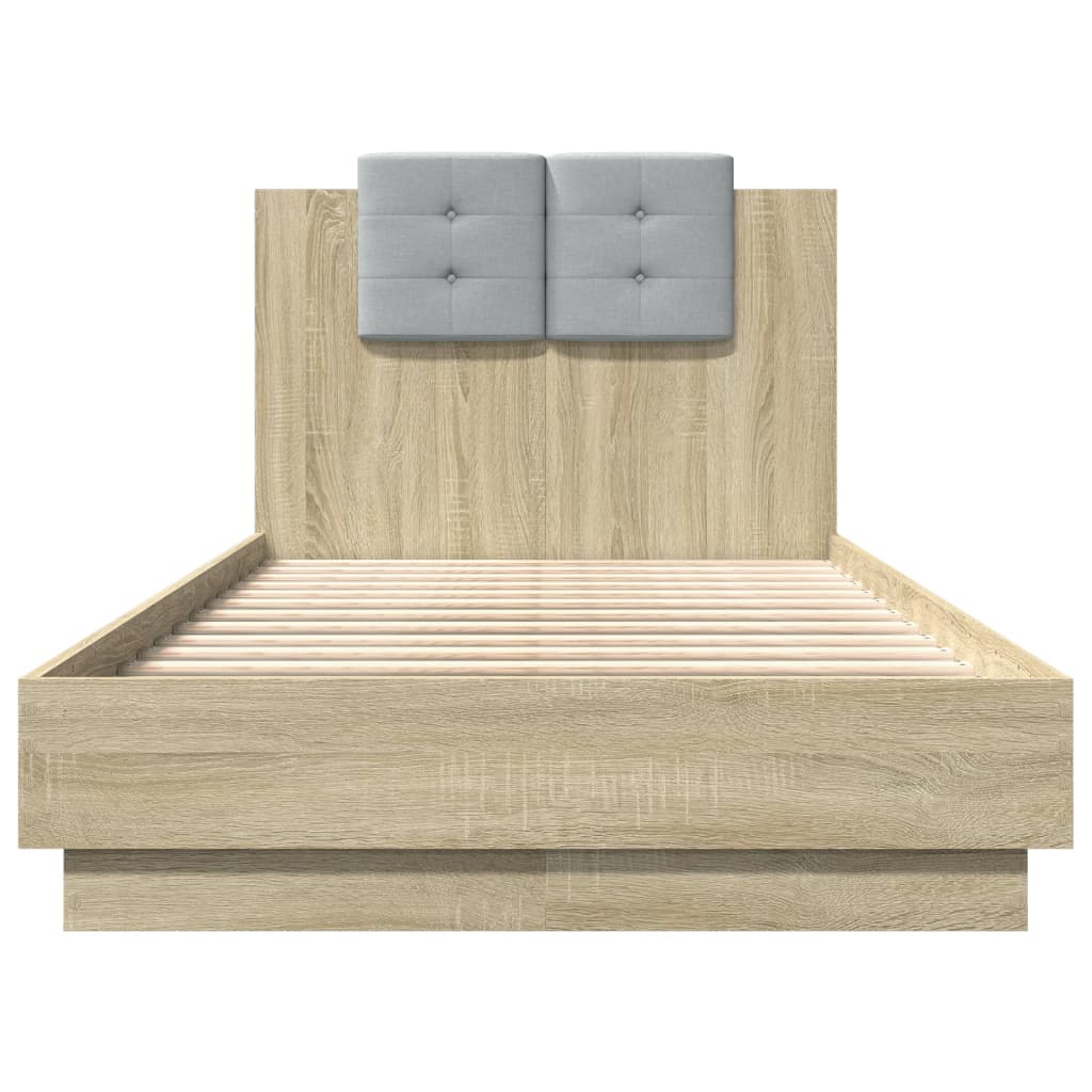 Giroletto con Testiera e LED Rovere Sonoma 75x190 cm | homemem39