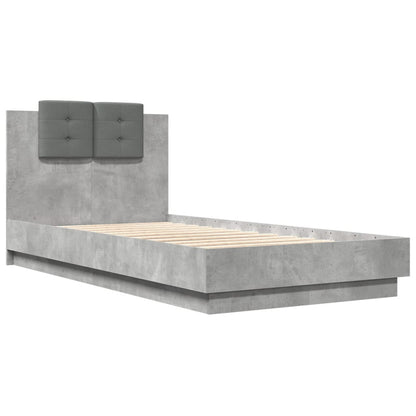 Giroletto con Testiera e LED Grigio Cemento 75x190 cm | homemem39