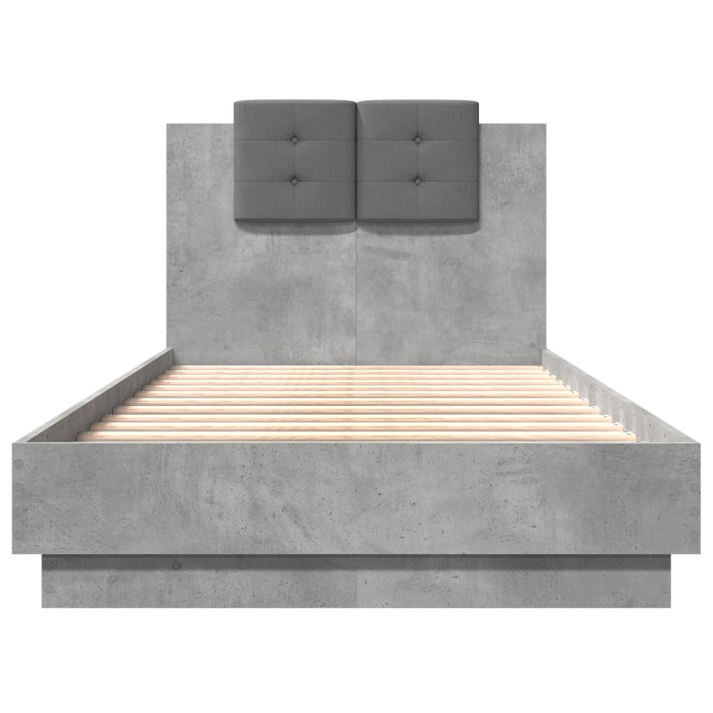 Giroletto con Testiera e LED Grigio Cemento 75x190 cm | homemem39