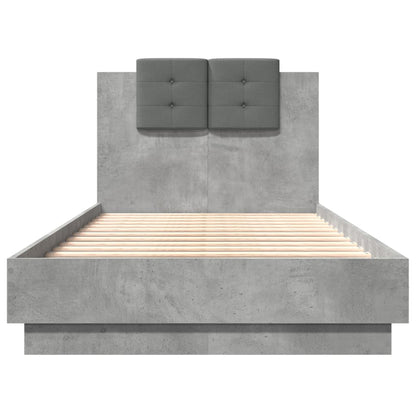 Giroletto con Testiera e LED Grigio Cemento 75x190 cm | homemem39