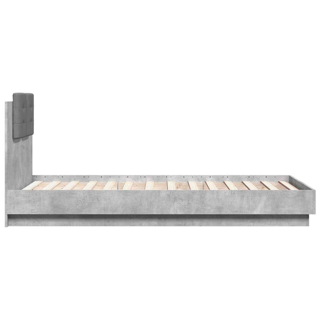 Giroletto con Testiera e LED Grigio Cemento 75x190 cm | homemem39