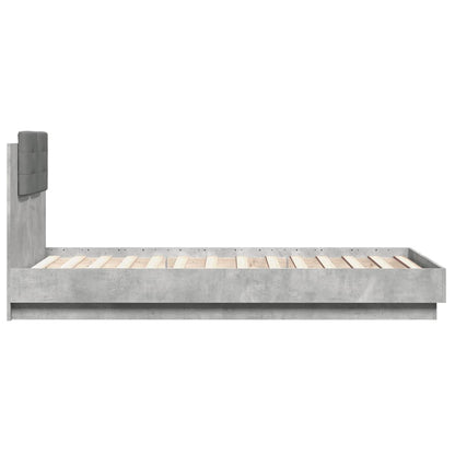 Giroletto con Testiera e LED Grigio Cemento 75x190 cm | homemem39