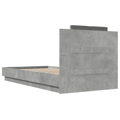 Giroletto con Testiera e LED Grigio Cemento 75x190 cm | homemem39