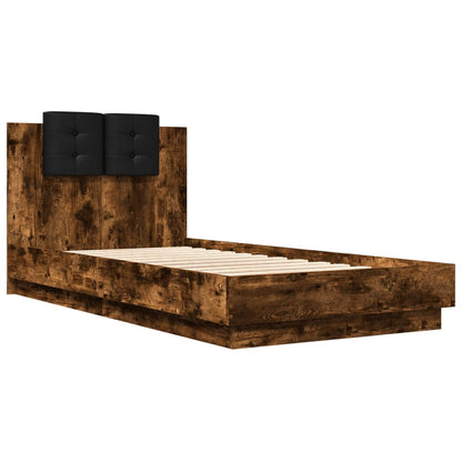 Giroletto con Testiera e LED Rovere Fumo 75x190 cm | homemem39