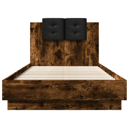 Giroletto con Testiera e LED Rovere Fumo 75x190 cm | homemem39