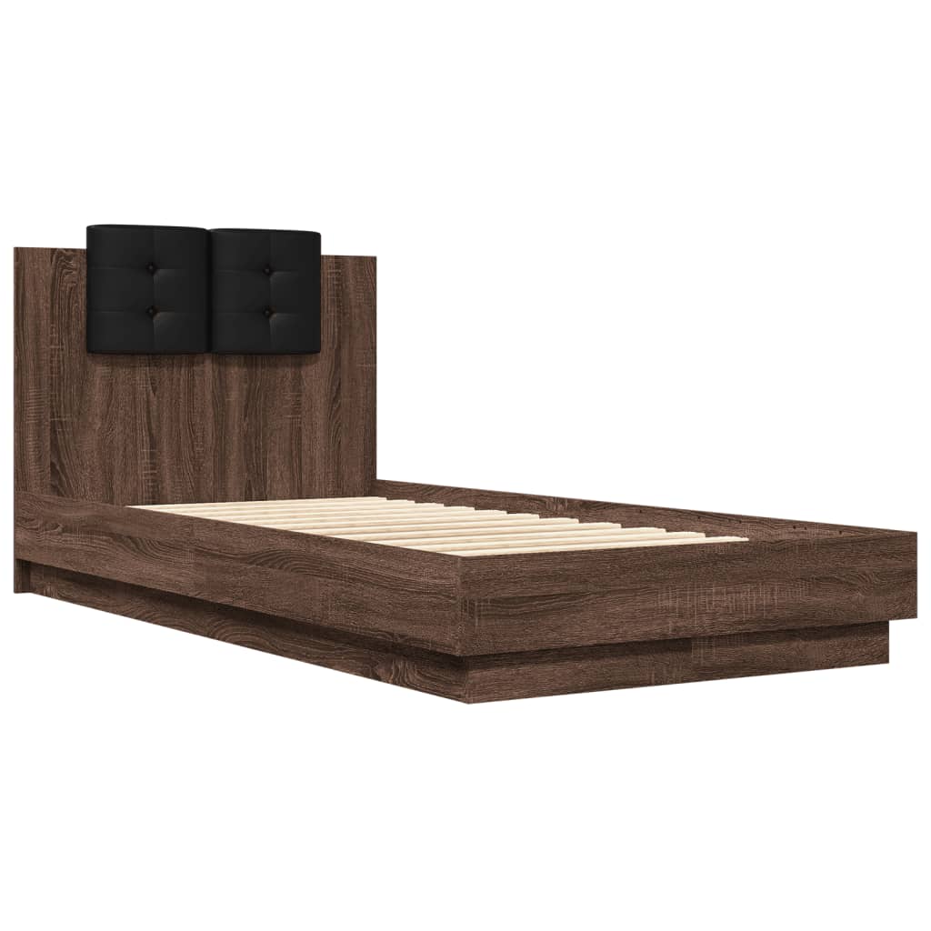 Giroletto con Testiera e LED Rovere Marrone 75x190 cm | homemem39
