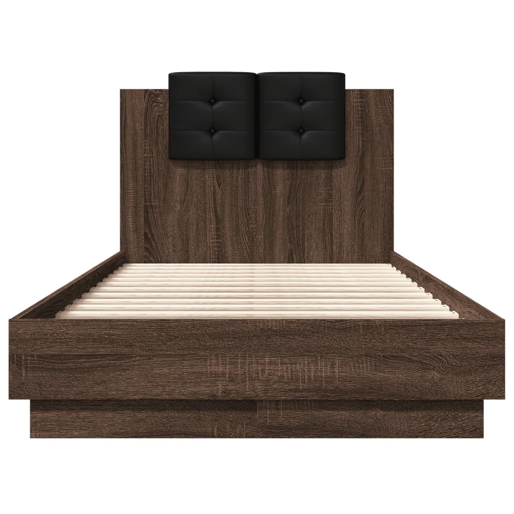 Giroletto con Testiera e LED Rovere Marrone 75x190 cm | homemem39