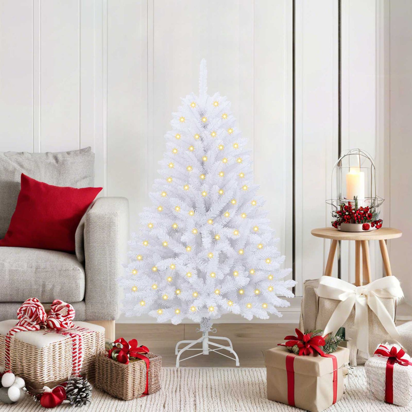 Albero di Natale artificiale Bianco 120 cm PVC e Metallo