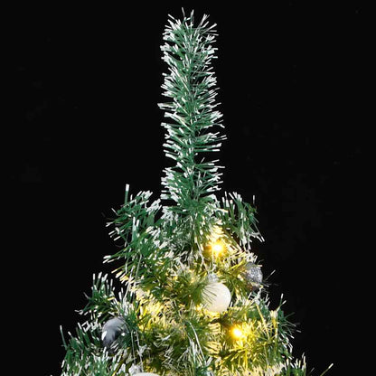 Albero di Natale Artificiale con 300 LED Palline e Neve 180 cm