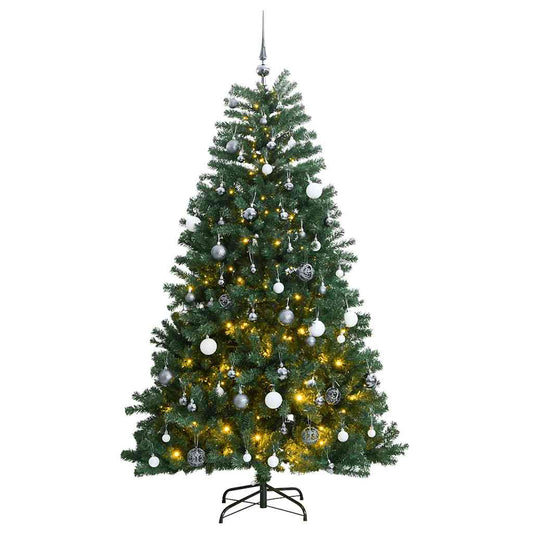 Albero Natale Incernierato con 300 LED e Palline 180 cm