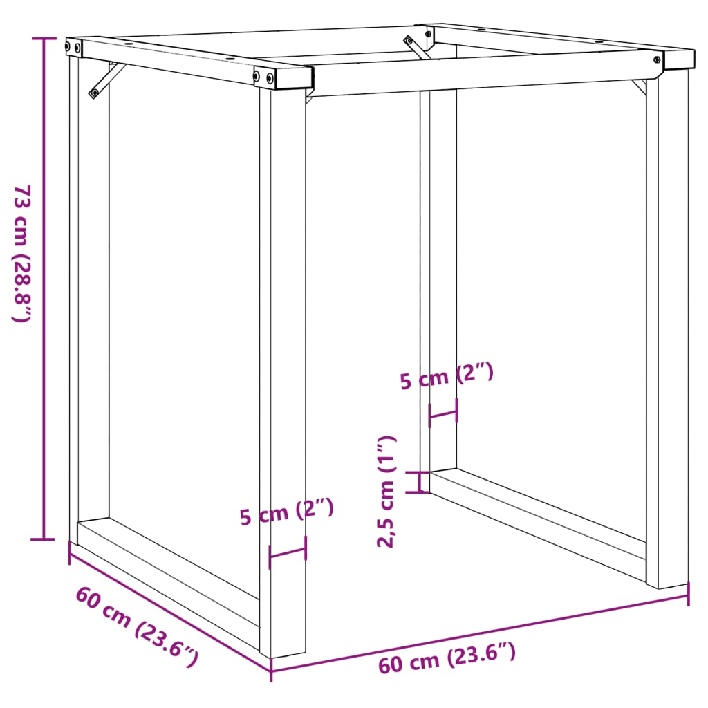 Telaio Gambe a O per Tavolo da Pranzo 60x60x73 cm in Acciaio