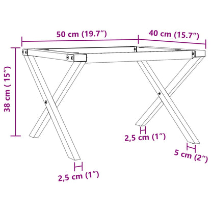 Telaio Gambe a X per Tavolino da Salotto 50x40x38 cm in Acciaio