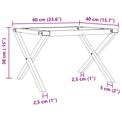 Telaio Gambe a X per Tavolino da Salotto 60x40x38 cm in Acciaio