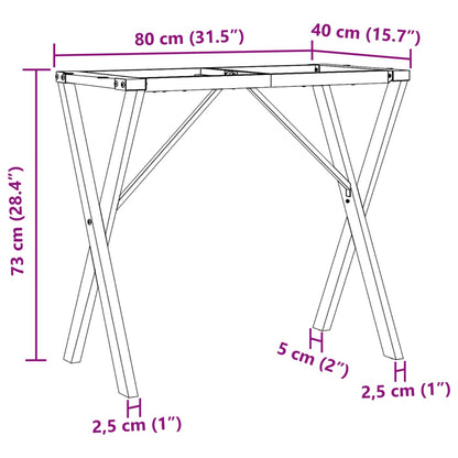 Telaio Gambe a X per Tavolo da Pranzo 80x40x73 cm in Acciaio | homemem39