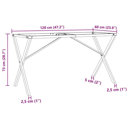 X-Bein-Gestell für Esstisch 120 x 60 x 73 cm aus Gusseisen