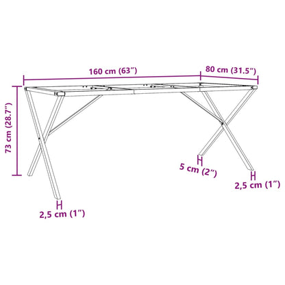 Telaio Gambe a X per Tavolo da Pranzo 160x80x73 cm in Acciaio - homemem39