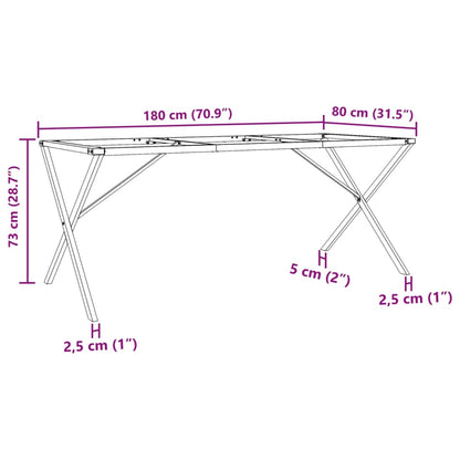 Telaio Gambe a X per Tavolo da Pranzo 180x80x73 cm in Acciaio - homemem39