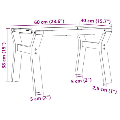 Telaio Gambe a Y per Tavolino da Salotto 60x40x38 cm in Acciaio