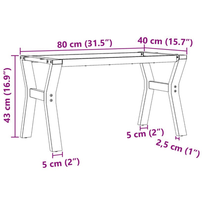 Telaio Gambe a Y per Tavolino da Salotto 80x40x43 cm in Acciaio