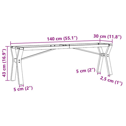 Telaio Gambe a Y per Tavolino da Salotto 140x30x43cm in Acciaio - homemem39