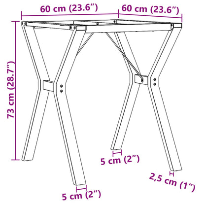 Telaio Gambe a Y per Tavolo da Pranzo 60x60x73 cm in Acciaio - homemem39