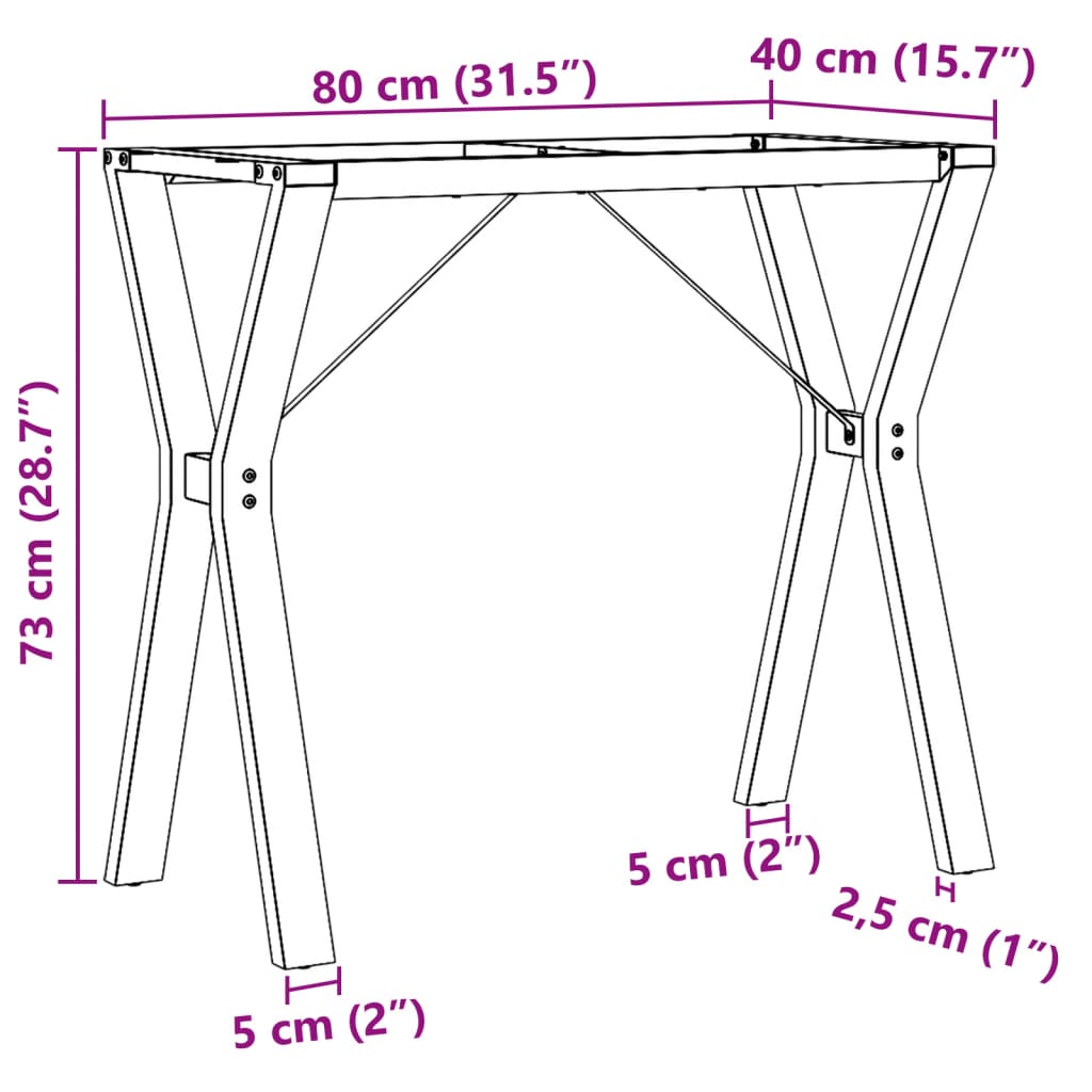 Telaio Gambe a Y per Tavolo da Pranzo 80x40x73 cm in Acciaio