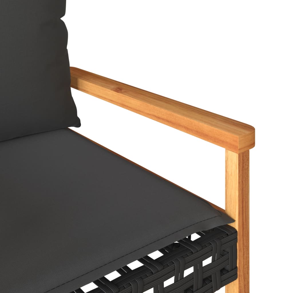 Set Divani da Giardino 4 pz con Cuscini Nero in Polyrattan - homemem39