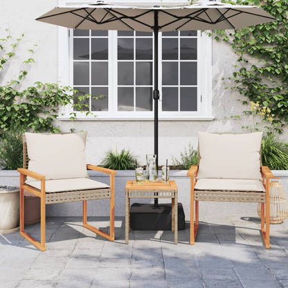 Set da Bistrò 3 pz con Cuscini Beige Misto Polyrattan e Acacia | homemem39